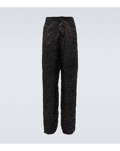 Balenciaga Wide-leg Crinkled Satin Pants - Black