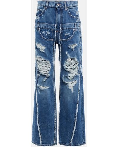 Dolce & Gabbana X Kim Patchwork Ripped Denim Jeans - Blue