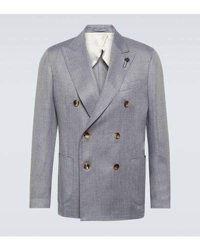 Lardini Cashmere And Silk-blend Blazer - Grey