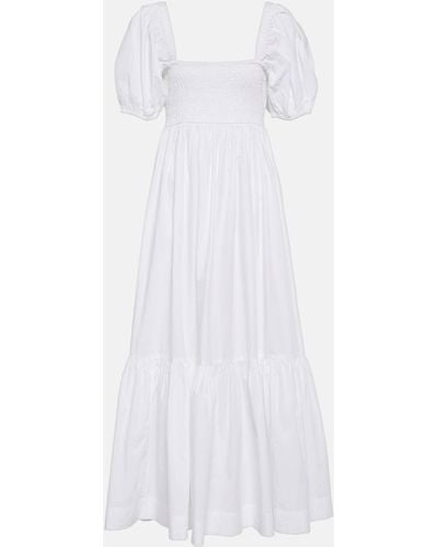 Ganni Puff-sleeve Organic Cotton Dress - White