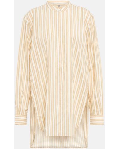 Totême Striped Cotton And Silk Shirt - Natural