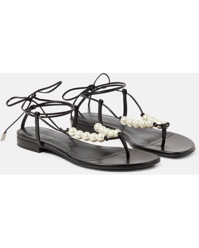 Magda Butrym Faux-pearl Embellished Leather Sandals - White