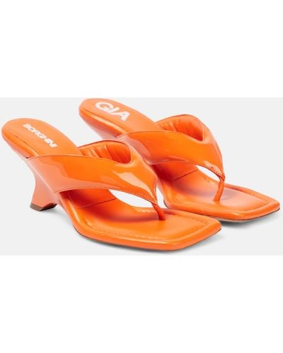 Gia Borghini Gia 6 Leather Thong Sandals - Orange