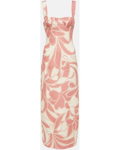 Sir. The Label Belletto Printed Linen Midi Dress - Pink