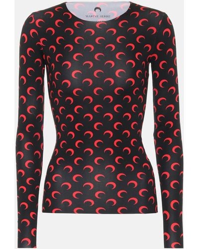 Marine Serre Crescent Moon-print Jersey Top - Black