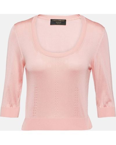 Dolce & Gabbana Capri Pointelle Silk Sweater - Pink
