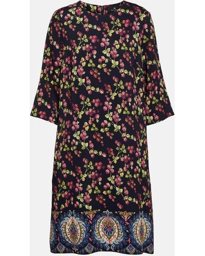 Etro Blue And Multicolour Tunic Dress - Black