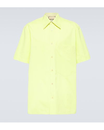 Gucci Oversized Logo Cotton Poplin Shirt - Yellow