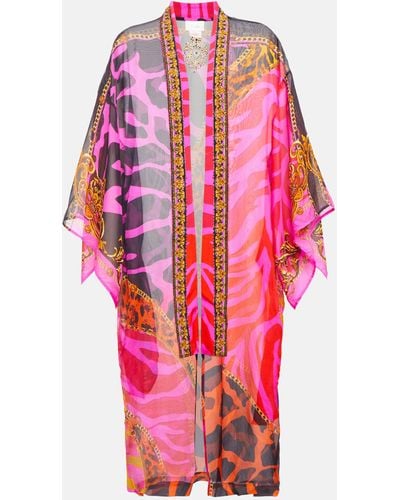 Camilla Printed Silk Beach Cover-up - Pink