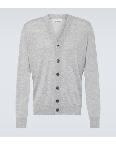Brunello Cucinelli Wool And Cashmere Cardigan - Grey