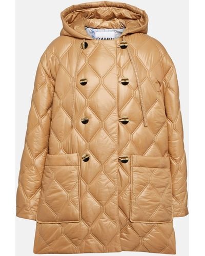 Ganni Quilted Ripstop Jacket - Brown