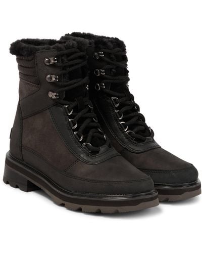 Sorel Lennox Leather Ankle Boots - Black