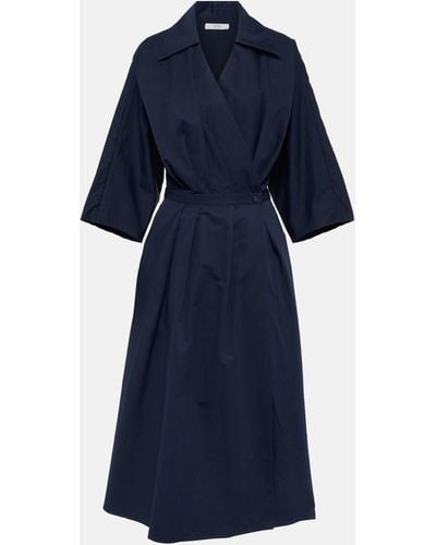 Co. Wrap Tton And Silk Midi Dress - Blue
