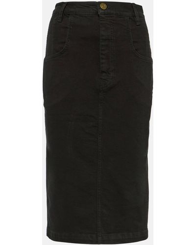 FRAME High-rise Denim Midi Skirt - Black