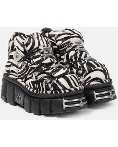 Vetements X New Rock Zebra-print Calf-hair Platform Sneakers - Black