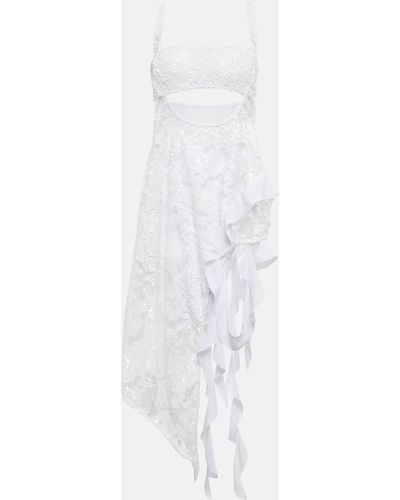 The Attico Sequin-embellished Cutout Midi Dress - White