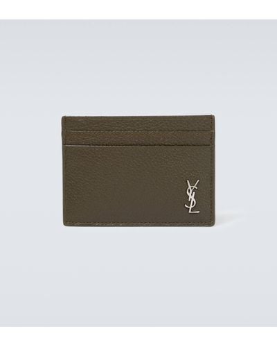 Saint Laurent Tiny Cassandre Leather Cardholder - Green