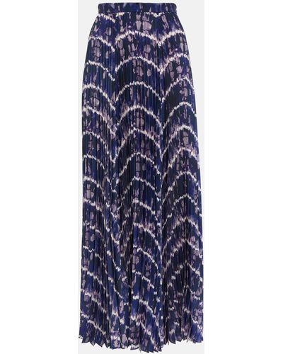 Altuzarra Sif Printed Pleated Maxi Skirt - Blue