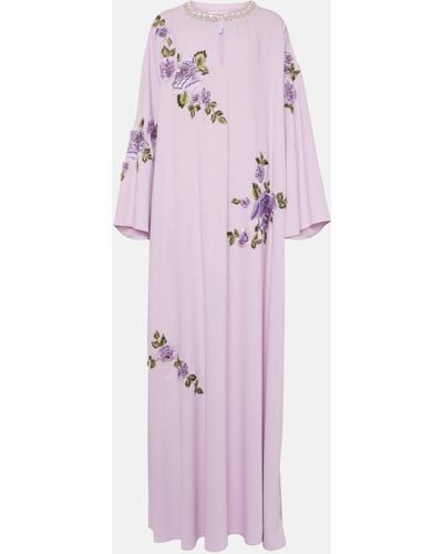 Carolina Herrera Embellished Floral Kaftan - Purple