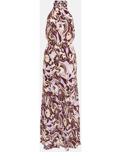 RIXO London Kendra Printed Halterneck Silk Dress - Multicolour