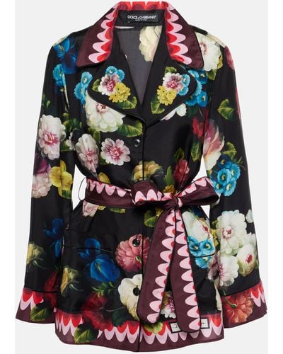 Dolce & Gabbana Floral Silk Shirt - Black