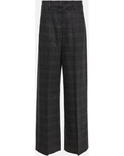 Nili Lotan Johan Wool And Cashmere-blend Wide-leg Pants - Grey