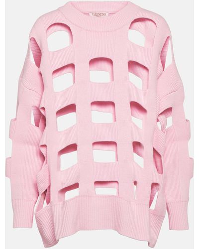 Valentino Cutout Wool Sweater - Pink