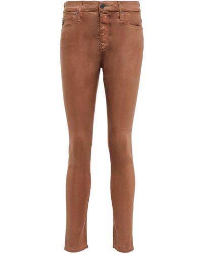 AG Jeans Farrah Skinny Ankle High-rise Jeans - Brown