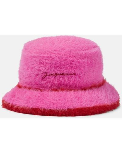 Jacquemus Le Bob Neve Faux Fur Bucket Hat - Pink