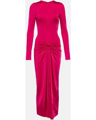 Victoria Beckham Gathered Jersey Midi Dress - Pink