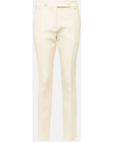 Valentino Crepe Couture Mid-rise Straight Pants - Natural