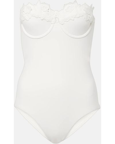 Zimmermann Halliday Floral-applique Swimsuit - White