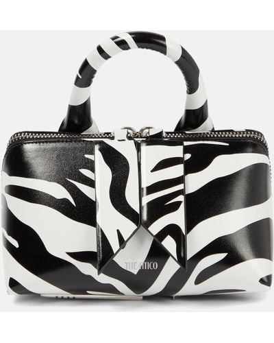 The Attico Friday Mini Zebra-print Leather Tote Bag - Black