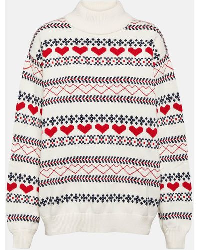 The Upside St Moritz Clementine Intarsia Cotton Sweater - Red