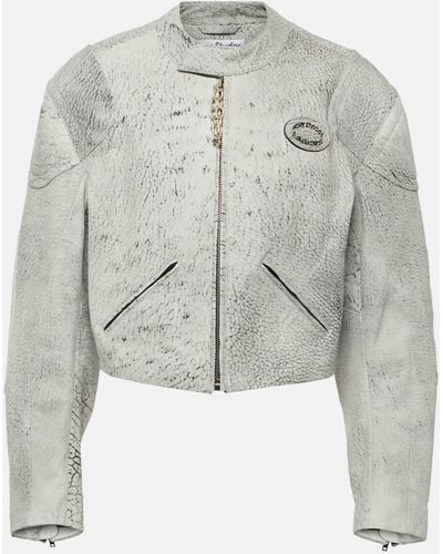 Acne Studios Cropped Leather Jacket - Grey