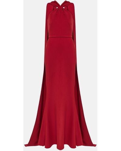 Safiyaa Lilien Halterneck Crepe Gown - Red