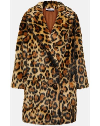 RED Valentino Leopard-print Faux Fur Coat - Brown