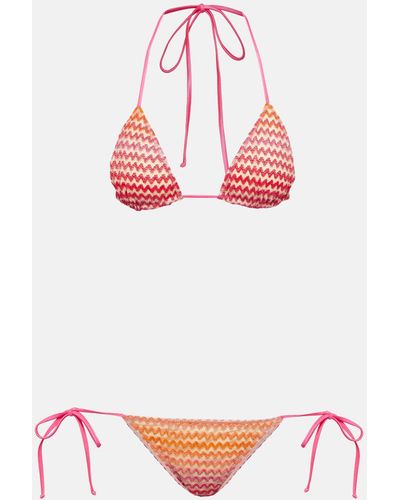 Missoni Zig-zag Triangle Low-rise Bikini - Red