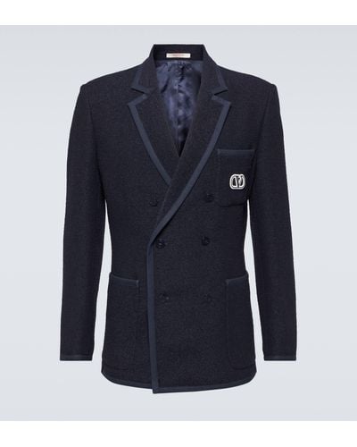 Valentino Vlogo Signature Tweed Blazer - Blue