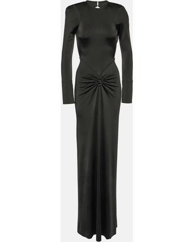 Victoria Beckham Gathered Jersey Maxi Dress - Black