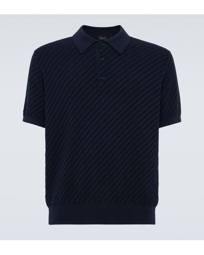 Brioni Cotton, Silk, And Cashmere Polo Shirt - Blue