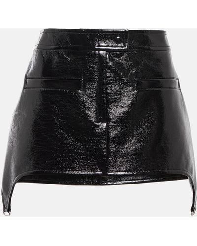 Courreges Asymmetric Vinyl Miniskirt - Black
