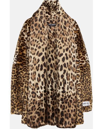 Dolce & Gabbana Kim Dolce&gabbana Faux Fur Leopard Print Coat - Brown