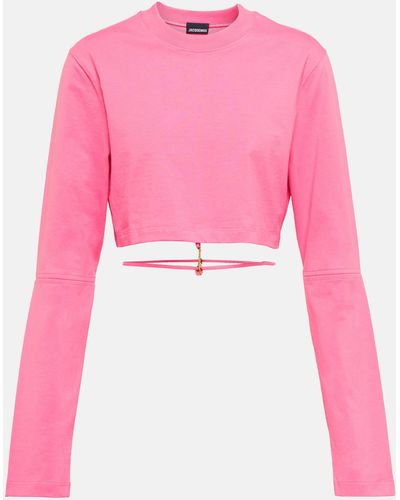 Jacquemus Le T-shirt Pino Cotton Cropped Top - Pink