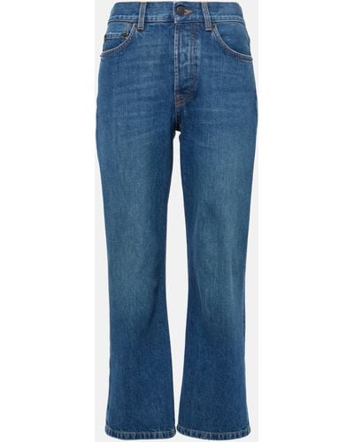 The Row Lesley Mid-rise Cropped Straight Jeans - Blue