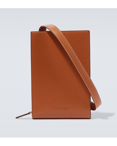 Jacquemus Le Gadju Leather Wallet With Strap - Brown