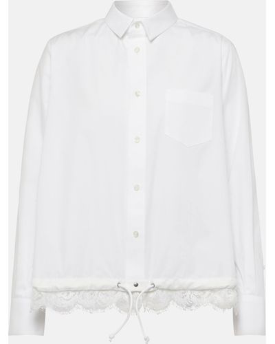 Sacai Lace-trimmed Poplin Shirt - White