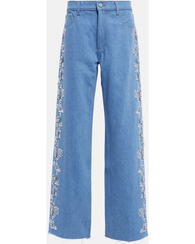 Magda Butrym Embroidered Wide-leg Jeans - Blue