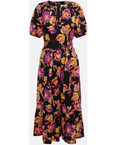 Diane von Furstenberg Floral-print Belted-waist Dress - Red