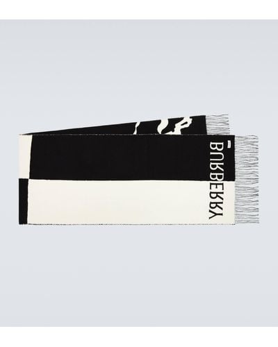 Burberry Ekd Wool And Cashmere Scarf - Black